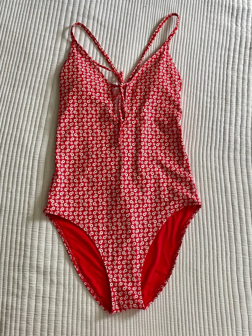 aerie Red Floral One-Piece Swimsuit NWT